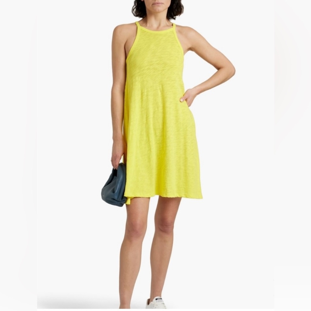 ATM Anthony Thomas Melillo Yellow Slub Knit Tank Mini Dress